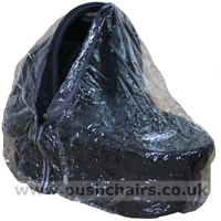 Baby Jogger Carrycot Black with rain cover unzipped - click for larger image