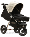 Baby Jogger City Elite Stone with Seat Reclined, Kicker Raised and Red Footmuff - click for larger image