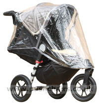 Baby Jogger City Elite Stone with Seat Reclined & Rain Cover fitted - click for larger image