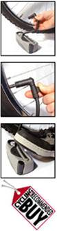 How to use the Cyclaire Mini Pump, 1 - apply adaptor to valve, 2 - twist to lock the valve, 3 - place foot on pump
