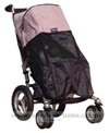 Universal Single Shade-a-Babe Powder Blue Trim 'Zip n Go' stroller sun shade , Sun Visor down - click for larger image