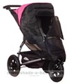 Universal Single Shade-a-Babe Pink 'Zip n Go' stroller sun shade , front access panel open - click for larger image