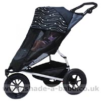 Universal Single Shade-a-Babe Bubbles & Waves 'Zip n Go' stroller sun shade , Sun Visor down - click for larger image