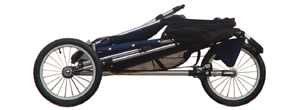 Baby Jogger (Advance Mobility) Freedom folded with wheels on - click for larger image