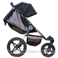 Baby Jogger Summit single upright seat reclined (swivel wheel mode)- click for larger image