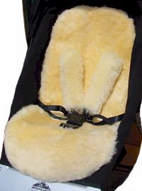 Lambskin Shoulder Harness Covers shown together with a Lambskin Stroller Fleece - click for larger image