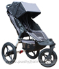 Baby Jogger Summit ATP front wheel in swivel mode, with seat upright - click for larger image