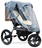 Baby Jogger Summit ATP front wheel in swivel mode, with Lambskin Stroller Fleece & Rain Cover fitted - click for larger image