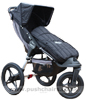 Baby Jogger Summit ATP front wheel in swivel mode, with Black Footmuff - click for larger image