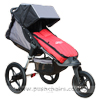 Baby Jogger Summit ATP reverse locked front wheel, with Red Footmuff - click for larger image