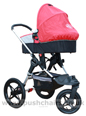 Baby Jogger Summit ATP front wheel in swivel mode, with Lambskin Stroller Fleece & Shade-a-Babe - click for larger image