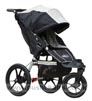 Baby Jogger Summit XC Black/Sand front wheel in swivel mode, seat upright - click for larger image