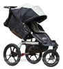 Baby Jogger Summit XC Black/Sand front wheel in swivel mode, with seat reclined - click for larger image