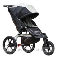 Baby Jogger Summit XC Black/Sand reverse locked front wheel, with seat upright - click for larger image
