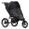 Baby Jogger Summit XC Black/Sand reverse locked front wheel, with Lambskin Stroller Fleece & Shade-a-Babe UV SunShade- click for larger image