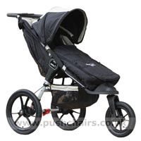 Baby Jogger Summit XC Black/Sand reverse locked front wheel, with Black Baby Jogger Footmuff (best suited for a new born or younger baby) - click for larger image