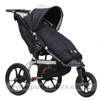 Baby Jogger Summit XC Black/Sand reverse locked front wheel, with Black Alvi Snuggle Bag (best suited from 6 months and for the older toddler) - click for larger image