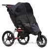 Baby Jogger Summit XC Black/Red reverse locked front wheel, with Lambskin Stroller Fleece & Shade-a-Babe UV SunShade- click for larger image
