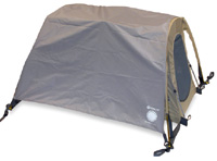 Littlelife Twin-Arc Travel Cot with UV Sun Shade fitted - click for larger image