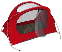 Nomad Travel Bed Poppy Red with Kids Sleeping Bag - click for larger image