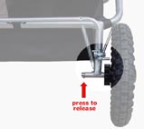 Easylife Quick Release rear wheel mounting, press locking button to release - click for larger image