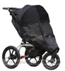 Baby Jogger City Summit, seat upright with Lambskin Stroller Fleece & Shade-a-Babe UV SunShade - click for larger image